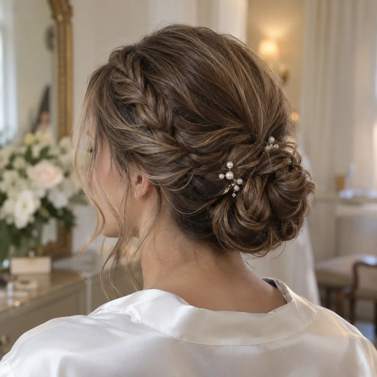 Bridal braided updo by Maya Bennett Hair Studio