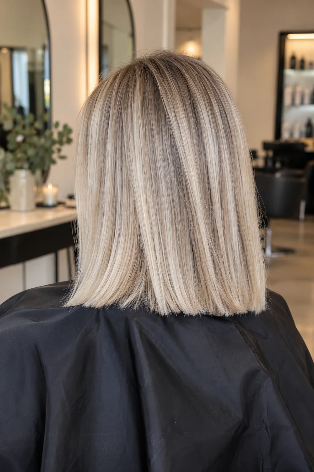 Beige Blonde Lob illustrative hair color portfolio example